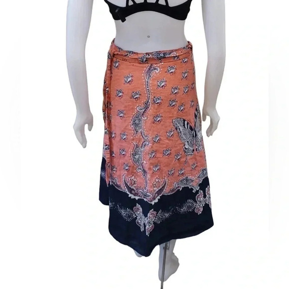 💥HOST PICK💥 Lucky Brand Boho Linen Blend  Wrap Skirt Size Small - Picture 3 of 10